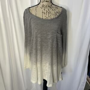Z By ZOBHA TUNIC TOP XL GRAY OMBRÉ CUT OUT 3/4 SLV STRETCH WOMENS NWT
